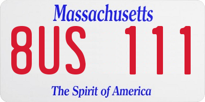 MA license plate 8US111