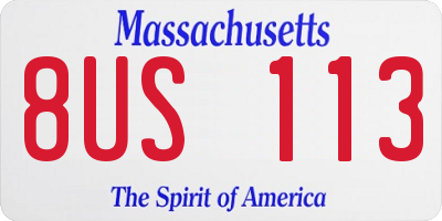 MA license plate 8US113