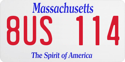 MA license plate 8US114
