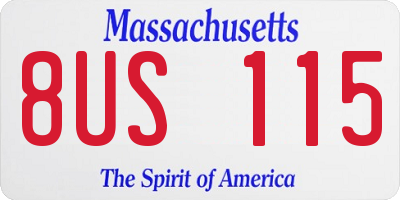 MA license plate 8US115