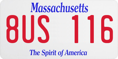 MA license plate 8US116
