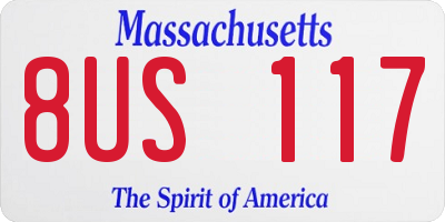 MA license plate 8US117