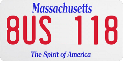 MA license plate 8US118