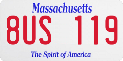 MA license plate 8US119