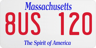 MA license plate 8US120