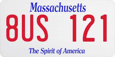 MA license plate 8US121