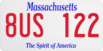 MA license plate 8US122