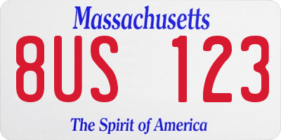 MA license plate 8US123