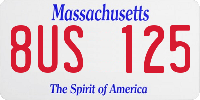 MA license plate 8US125