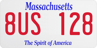 MA license plate 8US128
