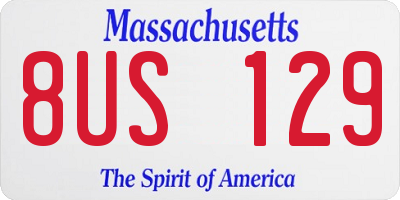 MA license plate 8US129