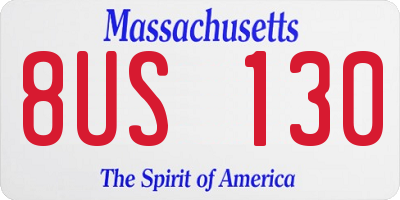 MA license plate 8US130