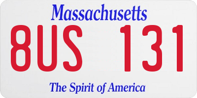 MA license plate 8US131