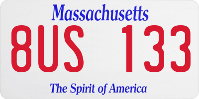 MA license plate 8US133