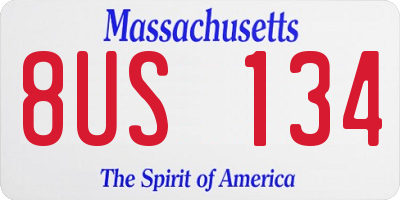 MA license plate 8US134