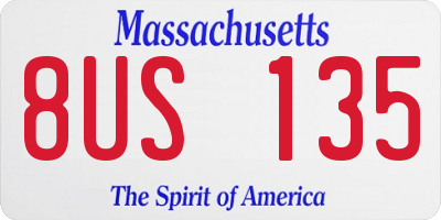 MA license plate 8US135
