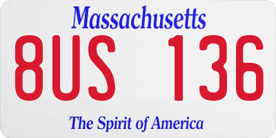 MA license plate 8US136
