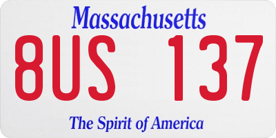 MA license plate 8US137