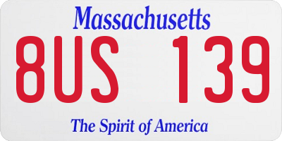 MA license plate 8US139