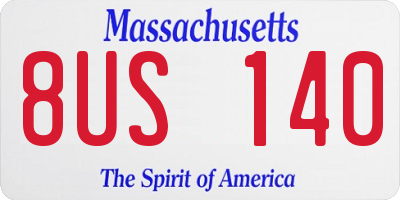 MA license plate 8US140