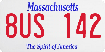 MA license plate 8US142