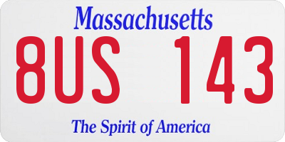 MA license plate 8US143