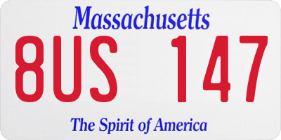 MA license plate 8US147