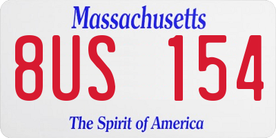 MA license plate 8US154