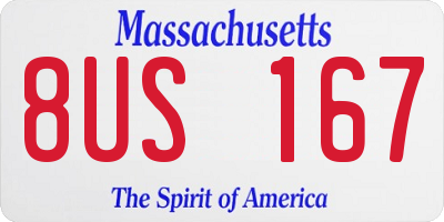 MA license plate 8US167