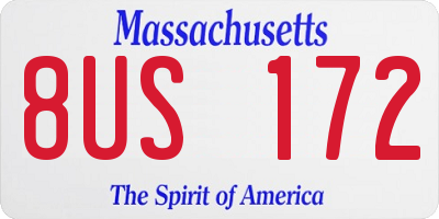MA license plate 8US172