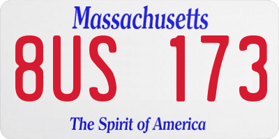 MA license plate 8US173