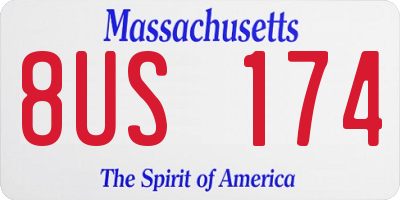 MA license plate 8US174