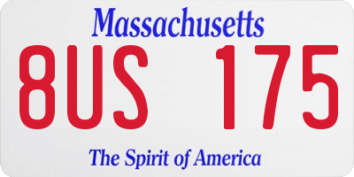 MA license plate 8US175