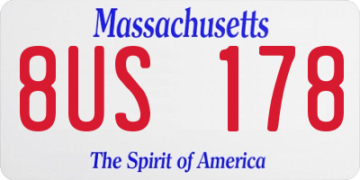 MA license plate 8US178