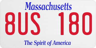MA license plate 8US180