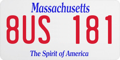 MA license plate 8US181