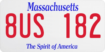 MA license plate 8US182