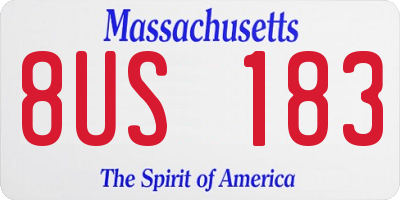 MA license plate 8US183
