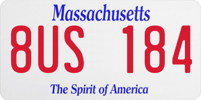 MA license plate 8US184