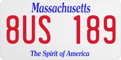 MA license plate 8US189