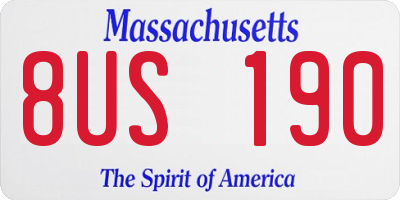 MA license plate 8US190