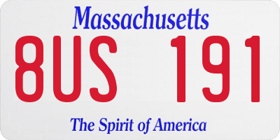 MA license plate 8US191