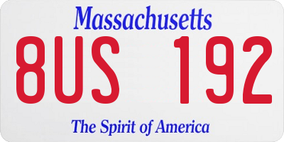 MA license plate 8US192