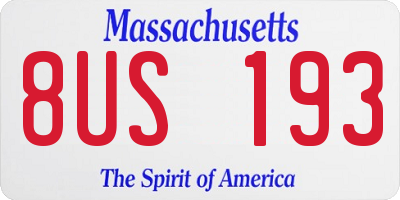 MA license plate 8US193