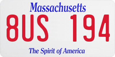 MA license plate 8US194