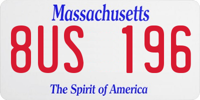 MA license plate 8US196