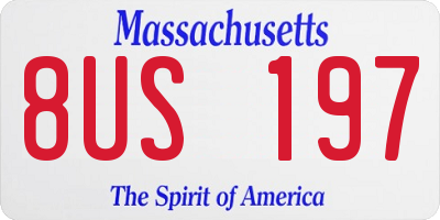 MA license plate 8US197