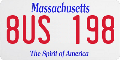 MA license plate 8US198