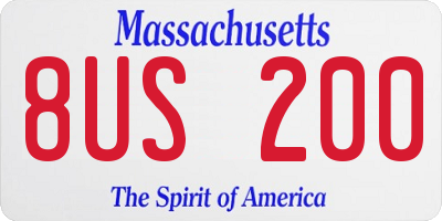 MA license plate 8US200