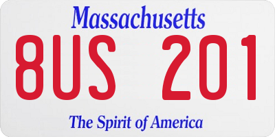 MA license plate 8US201